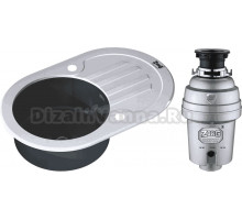 Комплект Мойка Zorg Glass GL-7851-OV-WHITE-GRAFIT графит + Измельчитель Inox D ZR-38 D