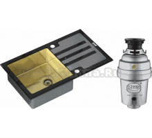 Комплект Мойка Zorg Inox Glass GL-7851-BLACK-BRONZE черное стекло + Измельчитель Inox D ZR-56 D