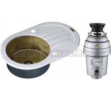 Комплект Мойка Zorg Inox Glass GL-7851-OV-WHITE-BRONZE белое стекло + Измельчитель Inox D ZR-38 D