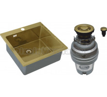Комплект Мойка Zorg Inox PVD SZR-51 BRONZE + Измельчитель ZR-75 D BRONZE