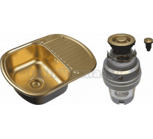 Комплект Мойка Zorg Inox PVD SZR-6249 bronze + Измельчитель ZR-75 D BRONZE