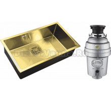 Комплект Мойка Zorg Inox PVD SZR-7444 bronze + Измельчитель Inox D ZR-38 D