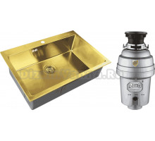 Комплект Мойка Zorg Inox PVD SZR-7551 bronze + Измельчитель Inox D ZR-56 D