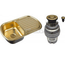 Комплект Мойка Zorg Inox PVD SZR-7749 bronze + Измельчитель ZR-75 D BRONZE