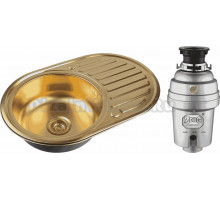 Комплект Мойка Zorg Inox PVD SZR-7750 bronze + Измельчитель Inox D ZR-38 D