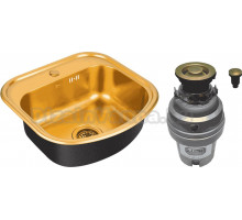 Комплект Мойка Zorg Inox PVD SZR 4749 BRONZE бронза + Измельчитель ZR-75 D BRONZE