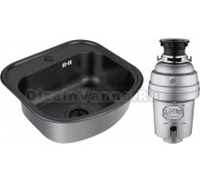 Комплект Мойка Zorg Inox PVD SZR 4749 GRAFIT графит + Измельчитель Inox D ZR-38 D