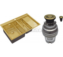 Комплект Мойка Zorg Inox PVD SZR 5178-2-L bronze + Измельчитель ZR-75 D BRONZE