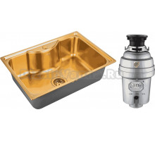 Комплект Мойка Zorg Inox PVD SZR 6545 BRONZE бронза + Измельчитель Inox D ZR-56 D