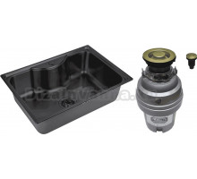 Комплект Мойка Zorg Inox PVD SZR 6545 GRAFIT графит + Измельчитель ZR-75 D BRONZE