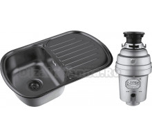 Комплект Мойка Zorg Inox PVD SZR 7749 GRAFIT графит + Измельчитель Inox D ZR-38 D