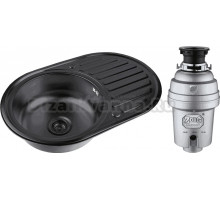 Комплект Мойка Zorg Inox PVD SZR 7750 GRAFIT графит + Измельчитель Inox D ZR-56 D