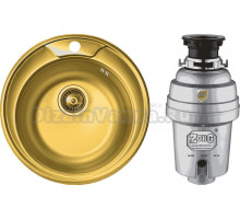 Комплект Мойка Zorg Inox PVD SZR-510-XL Bronze + Измельчитель Inox D ZR-56 D