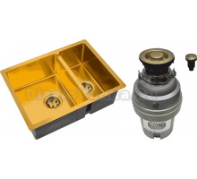 Комплект Мойка Zorg Inox PVD SZR-58-2-44 BRONZE бронза + Измельчитель ZR-75 D BRONZE