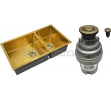 Комплект Мойка Zorg Inox PVD SZR-78-2-44 bronze + Измельчитель ZR-75 D BRONZE