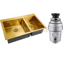 Комплект Мойка Zorg Inox PVD SZR-78-2-51 L bronze + Измельчитель Inox D ZR-38 D
