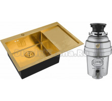 Комплект Мойка Zorg Inox PVD SZR-7851-L Bronze + Измельчитель Inox D ZR-38 D