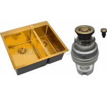 Комплект Мойка Zorg Light ZL R 590-2-510-L BRONZE L, бронза + Измельчитель ZR-75 D BRONZE