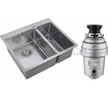 Комплект Мойка Zorg Light ZL R 590-2-510-L L, нержавеющая сталь + Измельчитель Inox D ZR-56 D