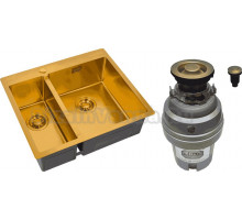 Комплект Мойка Zorg Light ZL R 590-2-510-R BRONZE R, бронза + Измельчитель ZR-75 D BRONZE