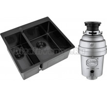 Комплект Мойка Zorg Light ZL R 590-2-510-R GRAFIT R, графит + Измельчитель Inox D ZR-38 D