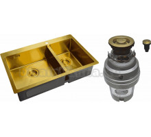 Комплект Мойка Zorg Light ZL R 780-2-510-L BRONZE + Измельчитель ZR-75 D BRONZE