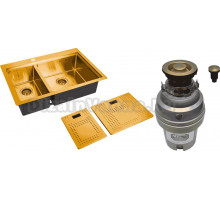 Комплект Мойка Zorg Master N-78-2-52-R Bronze + Измельчитель ZR-75 D BRONZE