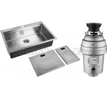 Комплект Мойка Zorg Master ZM N-7552 нержавеющая сталь + Измельчитель Inox D ZR-56 D