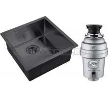 Комплект Мойка Zorg Steel Hummer SH 4444 GRAFIT + Измельчитель Inox D ZR-56 D