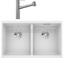 Комплект Мойка Blanco Subline 350/350-U белая + Смеситель Ambis-S 523119
