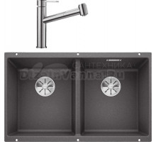 Комплект Мойка Blanco Subline 350/350-U темная скала + Смеситель Ambis-S 523119