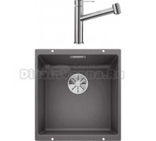 Комплект Мойка Blanco Subline 400-U темная скала + Смеситель Ambis-S 523119