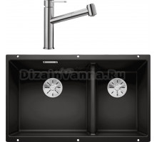 Комплект Мойка Blanco Subline 430/270-U черная + Смеситель Ambis-S 523119