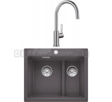 Комплект Мойка Blanco Pleon 6 Split темная скала + Смеситель Candor 523120