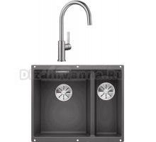 Комплект Мойка Blanco Subline 340/160-U темная скала, левая + Смеситель Candor 523120