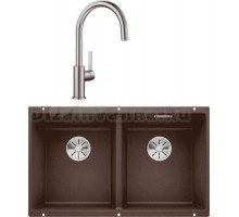 Комплект Мойка Blanco Subline 350/350-U кофе + Смеситель Candor 523120