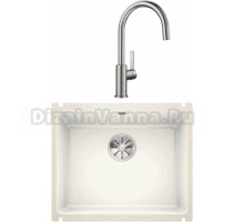 Комплект Мойка Blanco Subline 500-U глянцевая белая, с отводной арматурой InFino + Смеситель Candor 523120