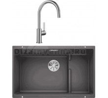 Комплект Мойка Blanco Subline 700-U Level темная скала + Смеситель Candor 523120