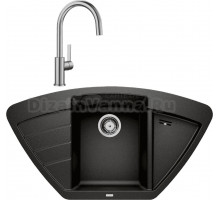 Комплект Мойка Blanco Zia 9 E черная + Смеситель Candor 523120