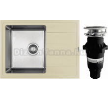Комплект Мойка Florentina Комби 650 шампань + Измельчитель Bone Crusher BC 810-SL Slim Line