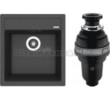 Комплект Мойка Florentina Липси 460 черная + Измельчитель Bone Crusher BC 1000-AS