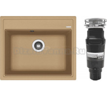 Комплект Мойка Florentina Липси 600 капучино + Измельчитель Bone Crusher BC 910-SL-Slim Line