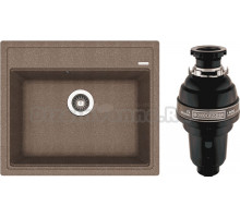 Комплект Мойка Florentina Липси 600 коричневая + Измельчитель Bone Crusher BC 1000-AS