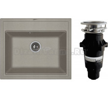 Комплект Мойка Florentina Липси 600 серый шелк + Измельчитель Bone Crusher BC 810-SL Slim Line