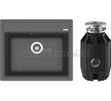 Комплект Мойка Florentina Липси 600 черная + Измельчитель Bone Crusher BC 910-AS