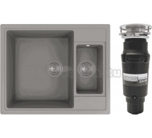 Комплект Мойка Florentina Липси 620К серый шелк + Измельчитель Bone Crusher BC 910-SL-Slim Line