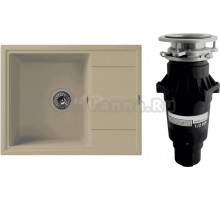 Комплект Мойка Florentina Липси 650 бежевая + Измельчитель Bone Crusher BC 810-SL Slim Line