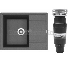 Комплект Мойка Florentina Липси 650 черная + Измельчитель Bone Crusher BC 910-SL-Slim Line