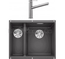 Комплект Мойка Blanco Subline 340/160-U темная скала, правая + Смеситель Ambis Ambis 523118