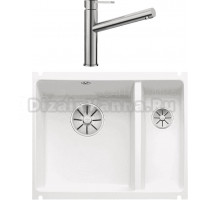 Комплект Мойка Blanco Subline 350/150-U белая + Смеситель Ambis Ambis 523118